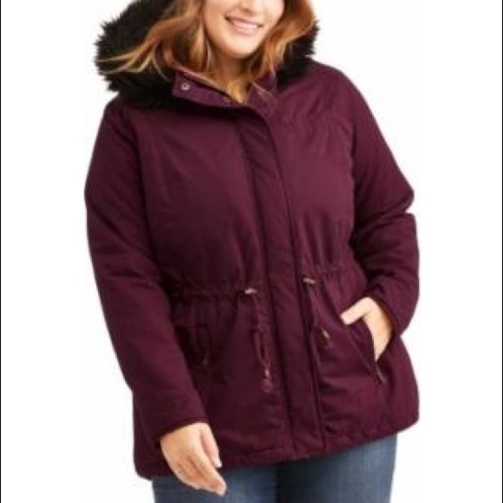 Women's Plus-Size Anorak Jacket With Faux Fur Hood